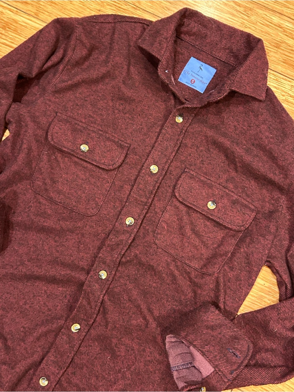 Tailorbyrd Men's Sweater Shirt Button-Down in Deep Wine S